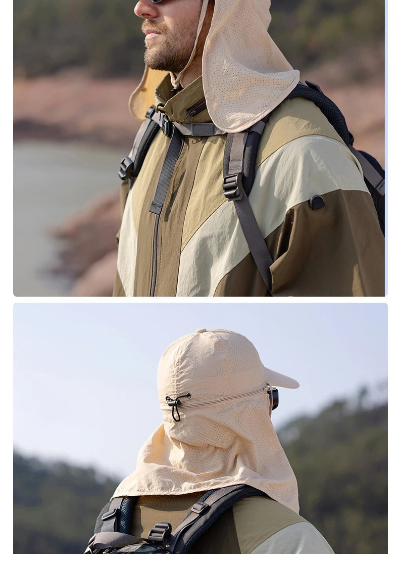 Summer Quick Drying Baseball Caps For Men Women Anti UV Sun Hat Breathable Hiking Fishing Hat Male Outdoor Detachable Shawl Hats