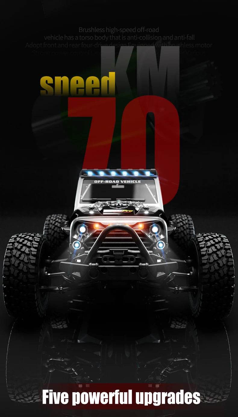 16103PRO 2.4GHz 70KM/H Professional RC Car: Brushless Motor, 1:16 Scale 4WD High-Speed Off-road Climbing Vehicle Wtith LED Light - AIAZ