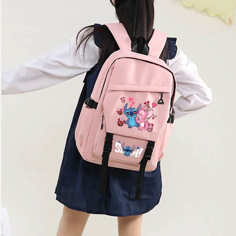 3pc Stitch Large Capacity Backpack Set, Tote Bag and Pencil Case with Adjustable Straps for Daily Commute and Back to School - AIAZ