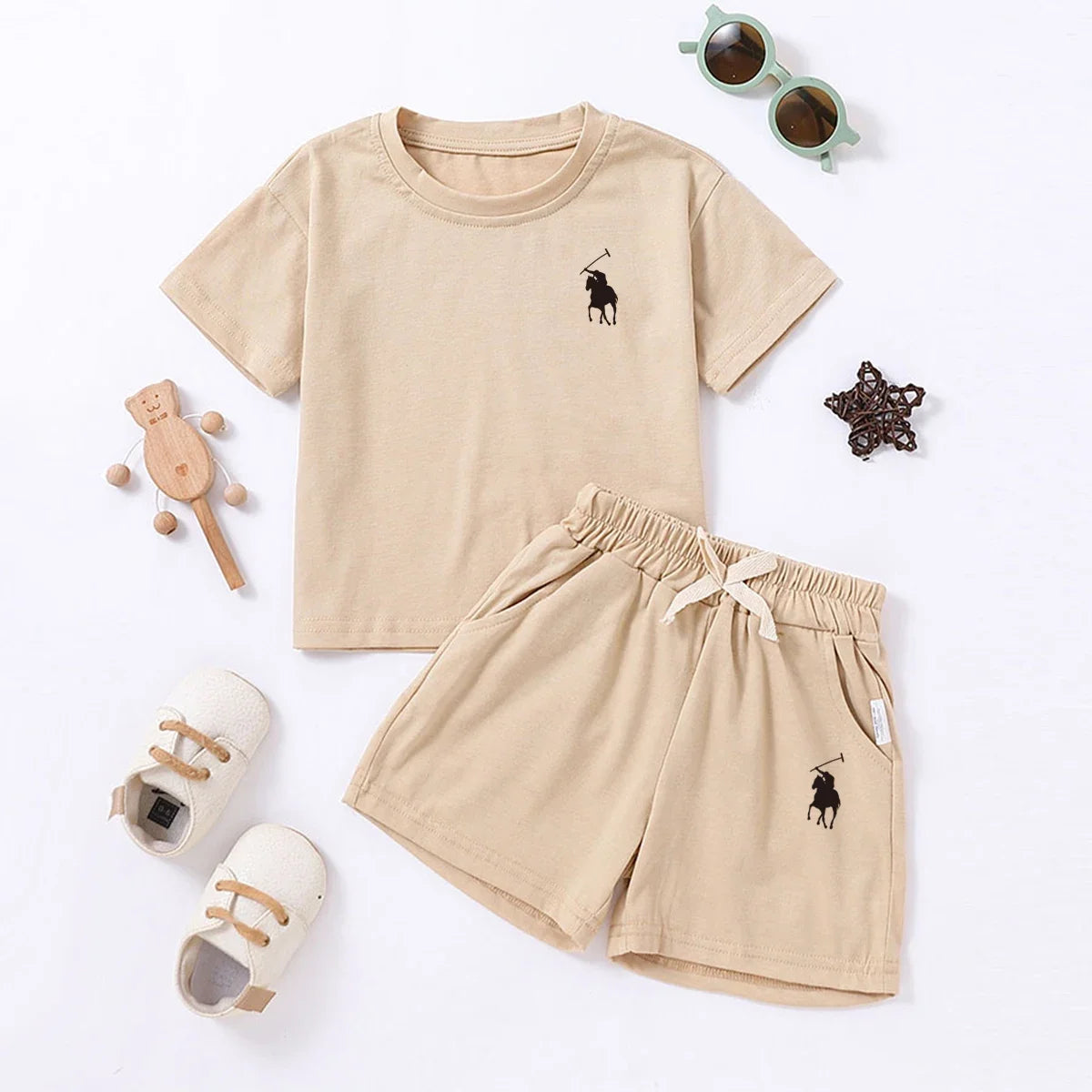 Summer Cotton Toddler 2pcs Boys Girls Printed Round Neck Top + Shorts Set Comfortable Skin-friendly Casual Clothing 2024 New