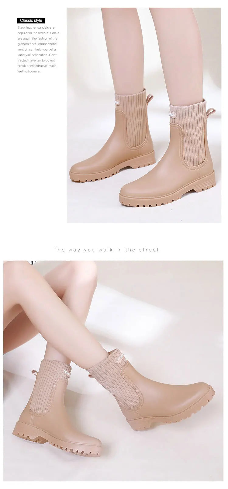 2024 Designer Rain Boots Women's Waterproof Shoes Rainy Ladies Fur Rubber Rainshoes Woman Galoshes Non-slip Pull-on Rain Boots