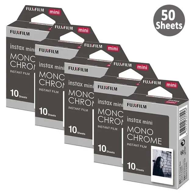 10-100 Sheets Fujifilm Fuji Instax Mini 12 11 8 9 Black and white Monochrome Films for Instant Mini 8 9 7s 25 Camera Photo Paper