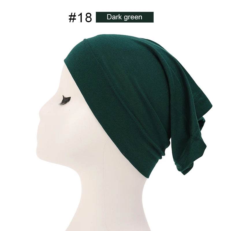 Fashion Muslim Hijab Caps Solid Underscarf Women Veil Modal Cotton Hijab Muslim Scarf Turbans Head Women's Hijabs Hat Islamic - AIAZ