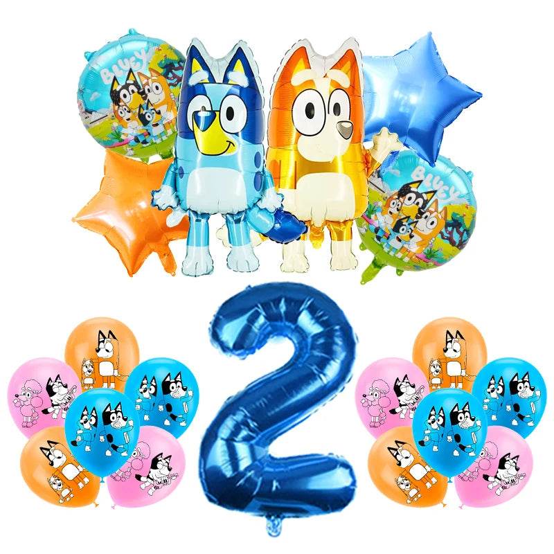 New Bluey Birthday Party Decoration Latex Balloons Bingo Aluminum Film Balloon Disposable Tableware Kids Event Supplies Backdrop - AIAZ