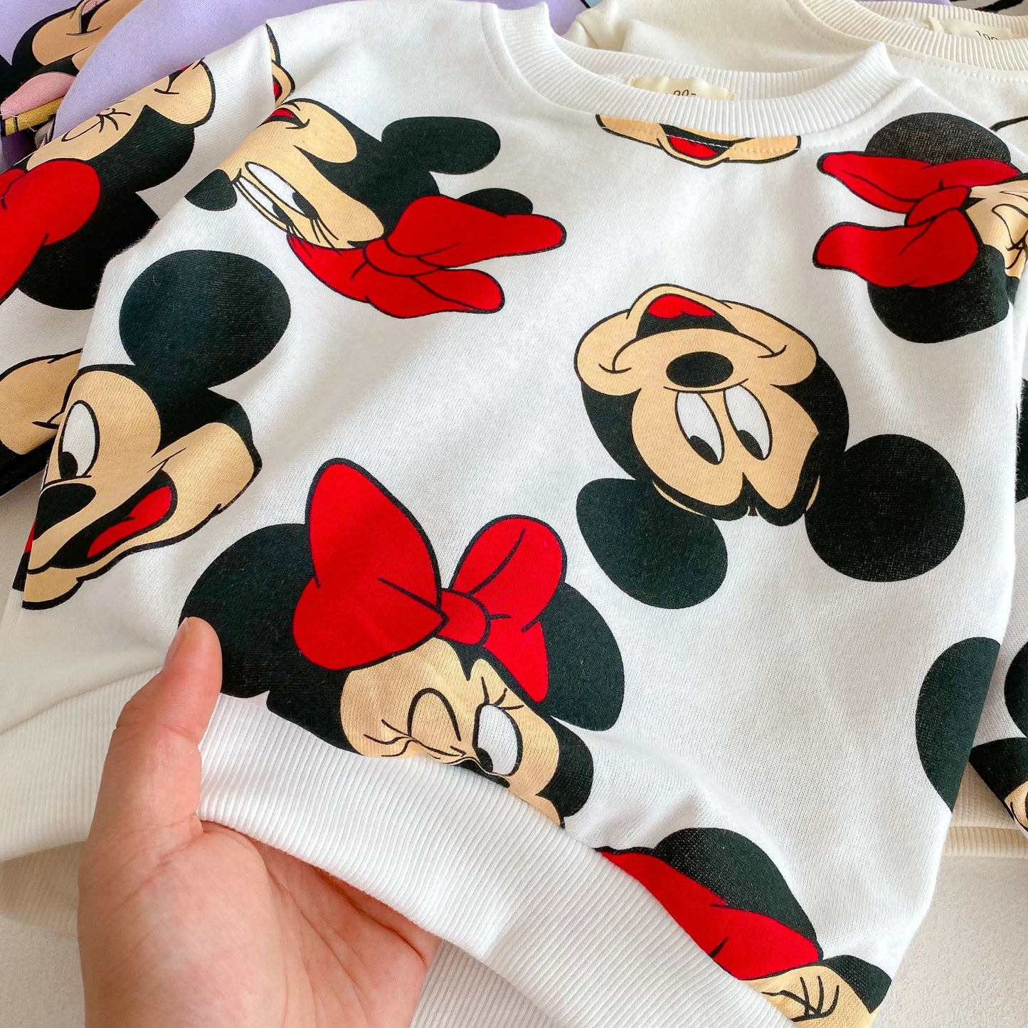 Full-print Disney Cartoon Long Sleeve Sweatshirts Set Popular Design Loose Fashion Hoodie + Sweatpants 2pc/set Kids Clothing