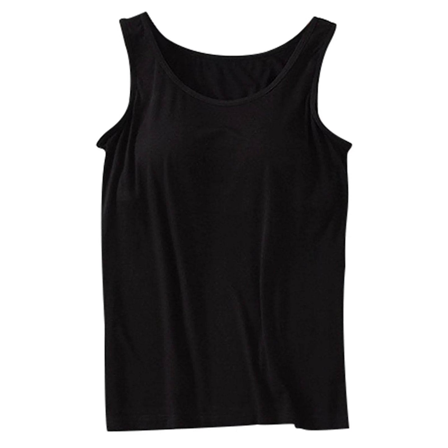 Womens Tank Tops 2025 Summer Casual Crew Neck Sleeveless Camisole With Built In Bras Plus Size Casual Bandeau Tops For Women - AIAZ