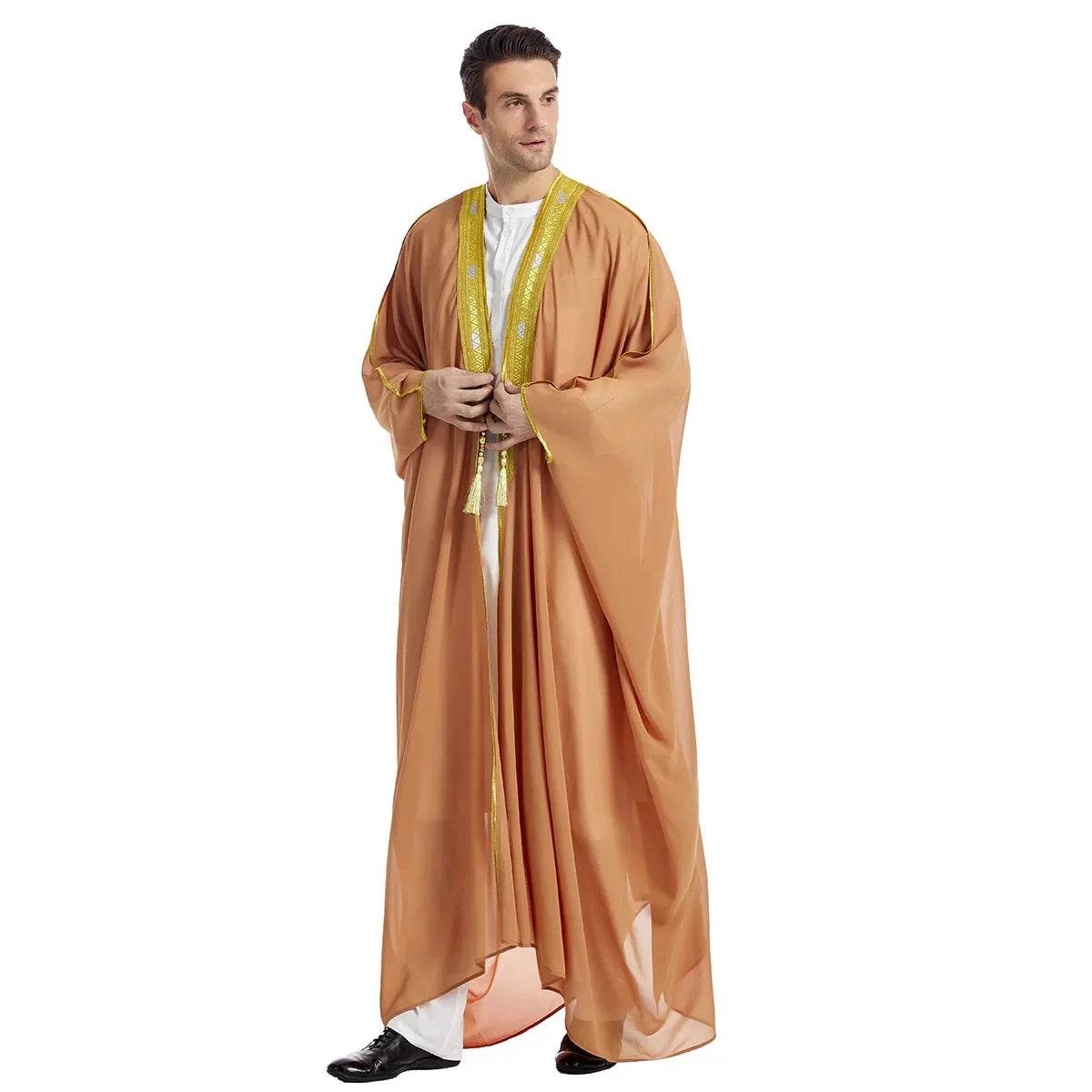 Islamic Clothing Men Robe Arabic Costumes Kaftan Muslim Man Moroccan Casual Long Dress Striped Middle East National Costume - AIAZ