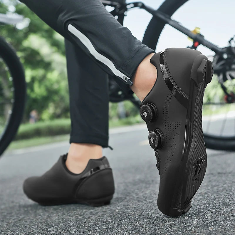 Breathable road cycling shoes for indoor and outdoor cycling, adjustable buckle closure, durable TPU sole, cycling accessories