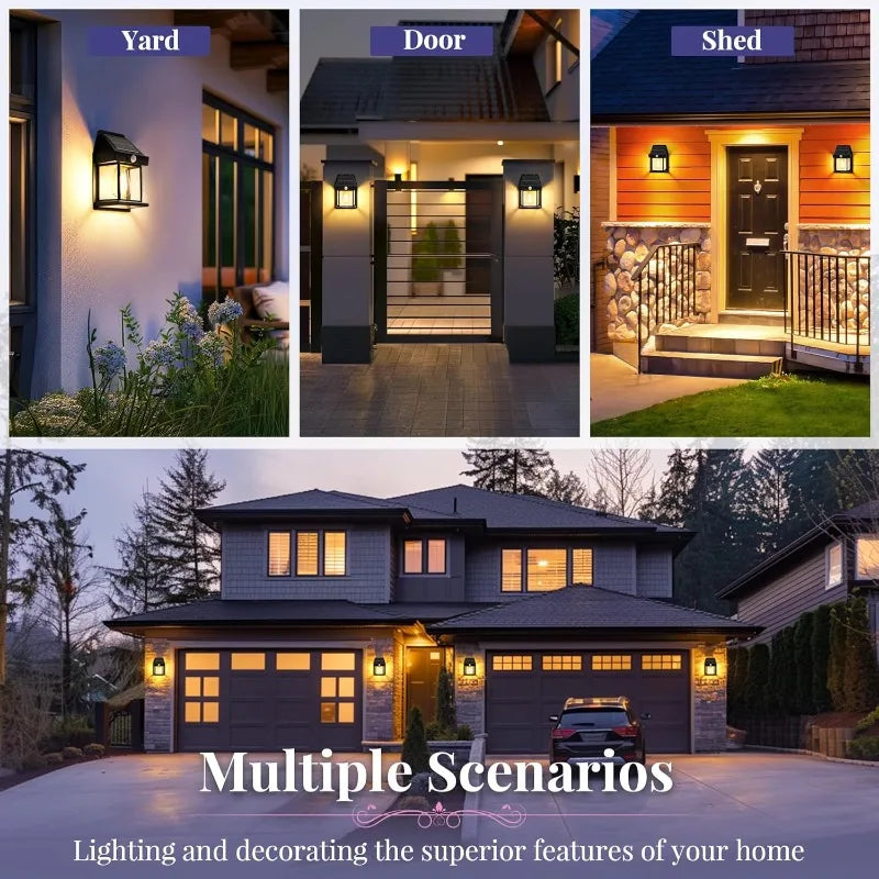 Solar Lights Outdoor Waterproof Solar Porch Lights for Door Patio Yard Outside Decorative Motion Sensor with 3 Lighting Modes