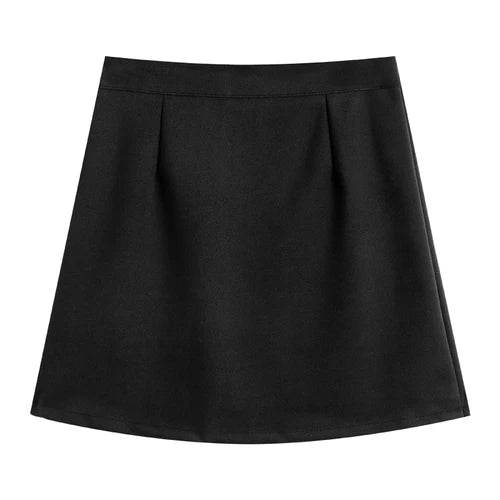 Skirts Women Solid A-line Sexy Prevalent Zipper Mini Skirts Daily Minimalist Fall Basic Street Style Korean Above Knee Clothes - AIAZ