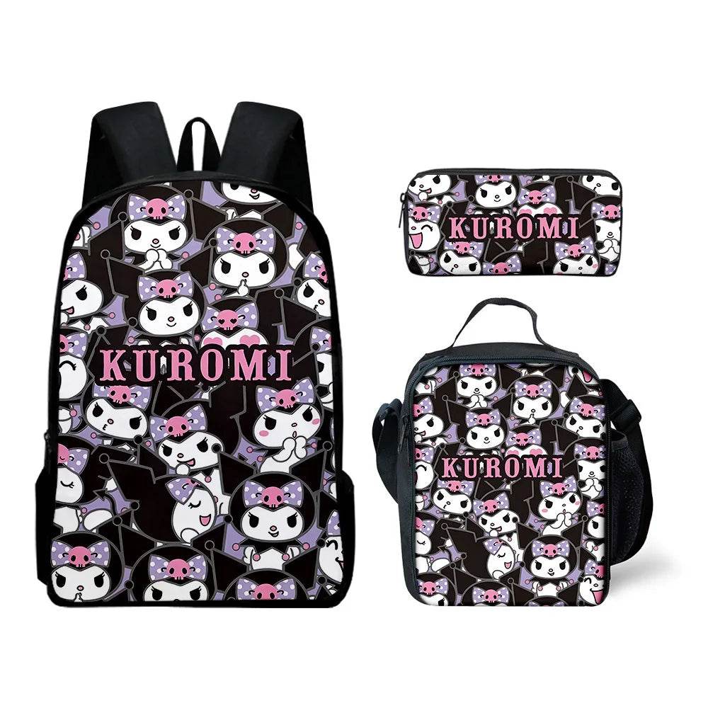 Sanrio Kuromi Backpack Sanrio Backpack Pencil Bag Student School Bag Primary and Middle kawaii Cartoon School Bag Mochila - AIAZ