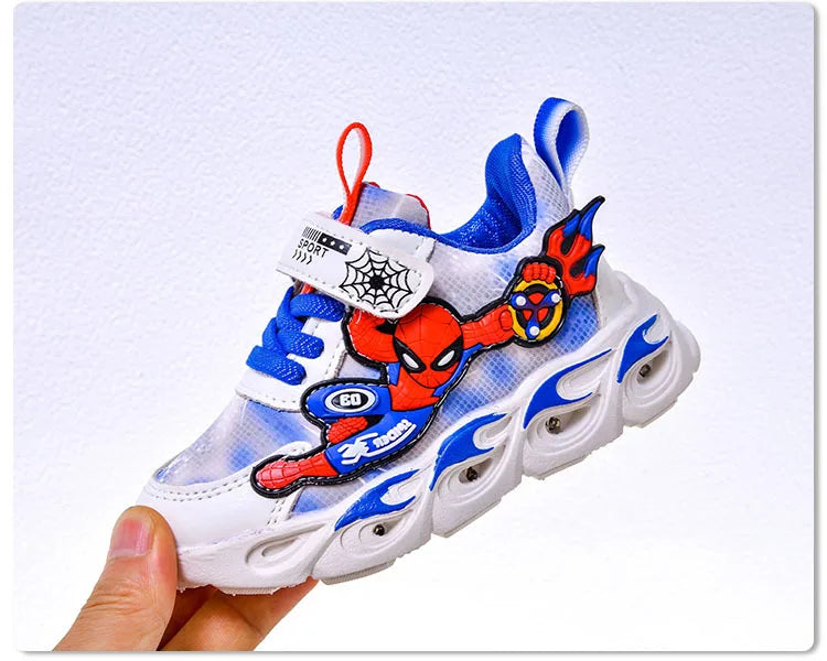 Disney Fashion Spiderman Baby Boys Sneakers Spring/autumn Children's Shoes Lighted Sneaker Trendy Kids Boy Sports Casual Shoes