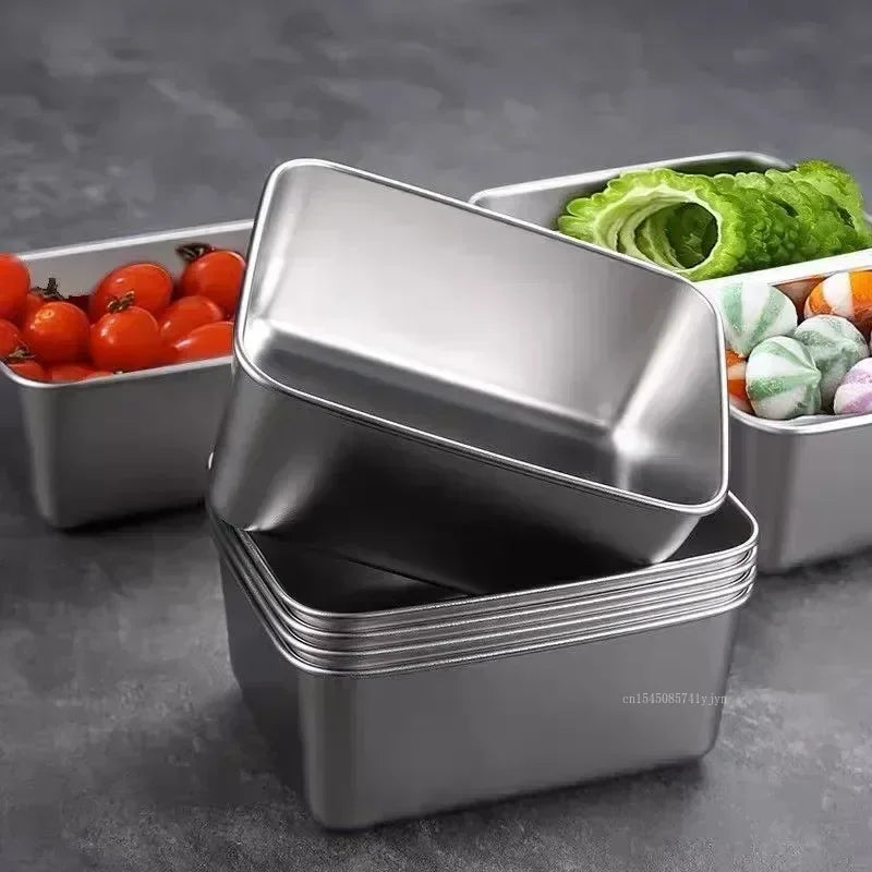 Stainless Steel Rectangular Crisper Household Outdoor Lunch Box Refrigerator Frozen Crisper Containers for Kitchen Accessories