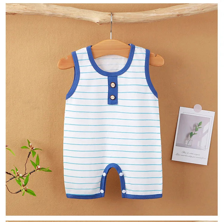 Summer Sleeveless Baby Rompers 0-2Y Striped Onesies for Newborn Baby Boy Infant Girl Striped Jumpsuit Baby Clothing
