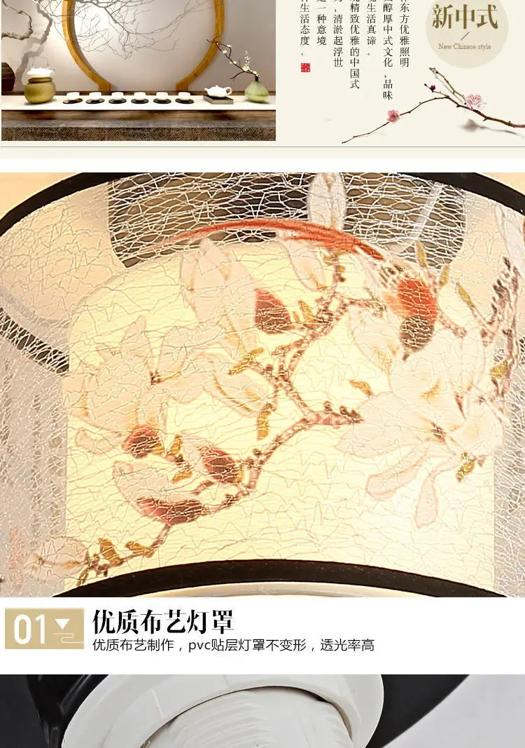 New Chinese Chandelier Lustre Ceiling Lamp Simple Corridor Chinese Painting Ceiling Lights Creative Suspendu Lotus Led Lighting