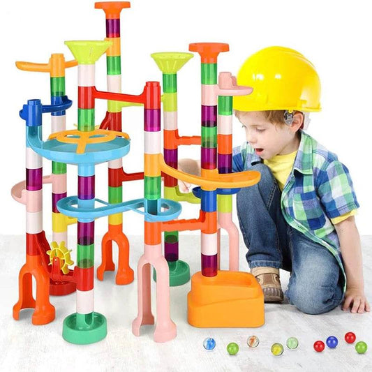 Marbles Run Catapult Track Building Blocks Slide Beads Educational Toys Children Gift Race Balls Toy Marble Track Race Set - AIAZ