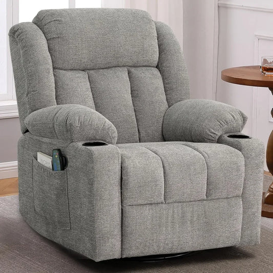 For Rocker Recliner Chair For Adults, Overstuffed Large Manual Recliner Swivel Glider With Massage And Heat,Living Room Chairs