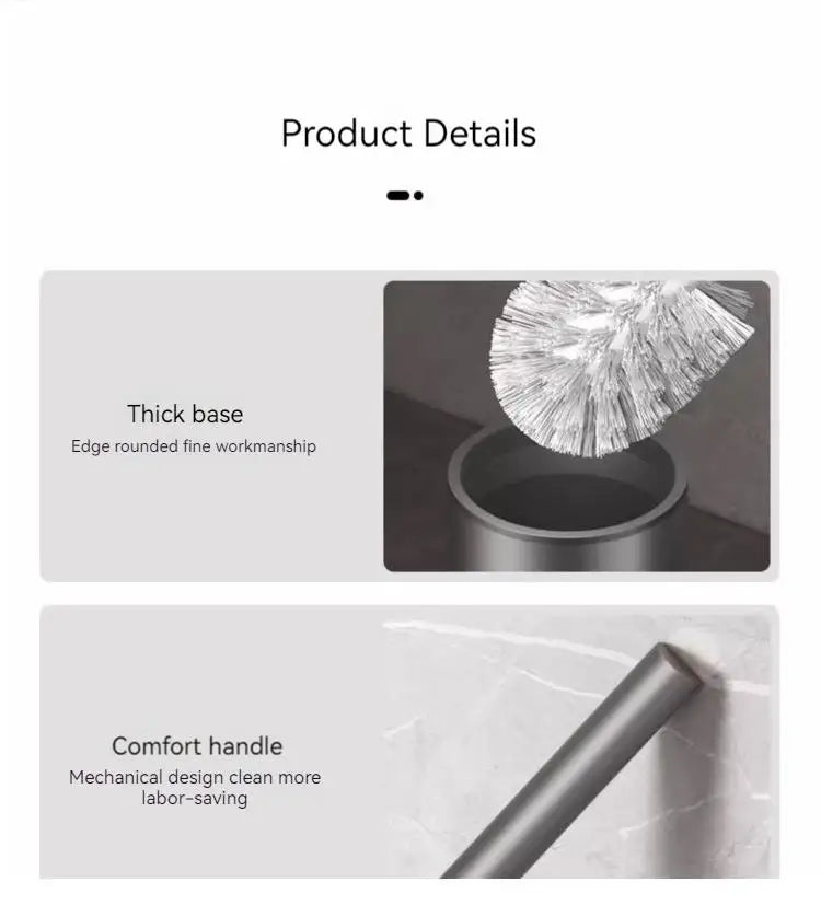 Toilet brush holder, no punching space aluminum wall-mounted toilet cleaning brush, easy to clean, toilet brush for bathroom