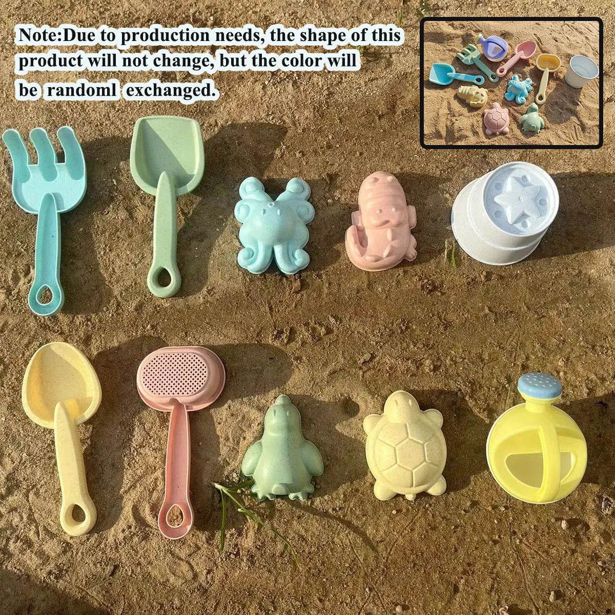11/5/1 PCS Beach Sand Play Water Set Folding Bucket Summer Toys for Children Kids Outdoor Game Sandbox Accessories Color Random - AIAZ