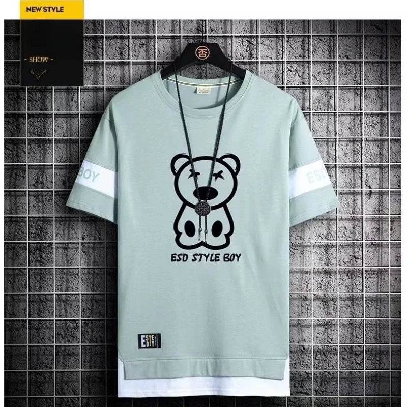 T Shirt for men Casual Set Suit T-shirt Slim Fit Short Sleeved Fashion chothes and Trendy Versatile T-shirt and Sports Pants - AIAZ