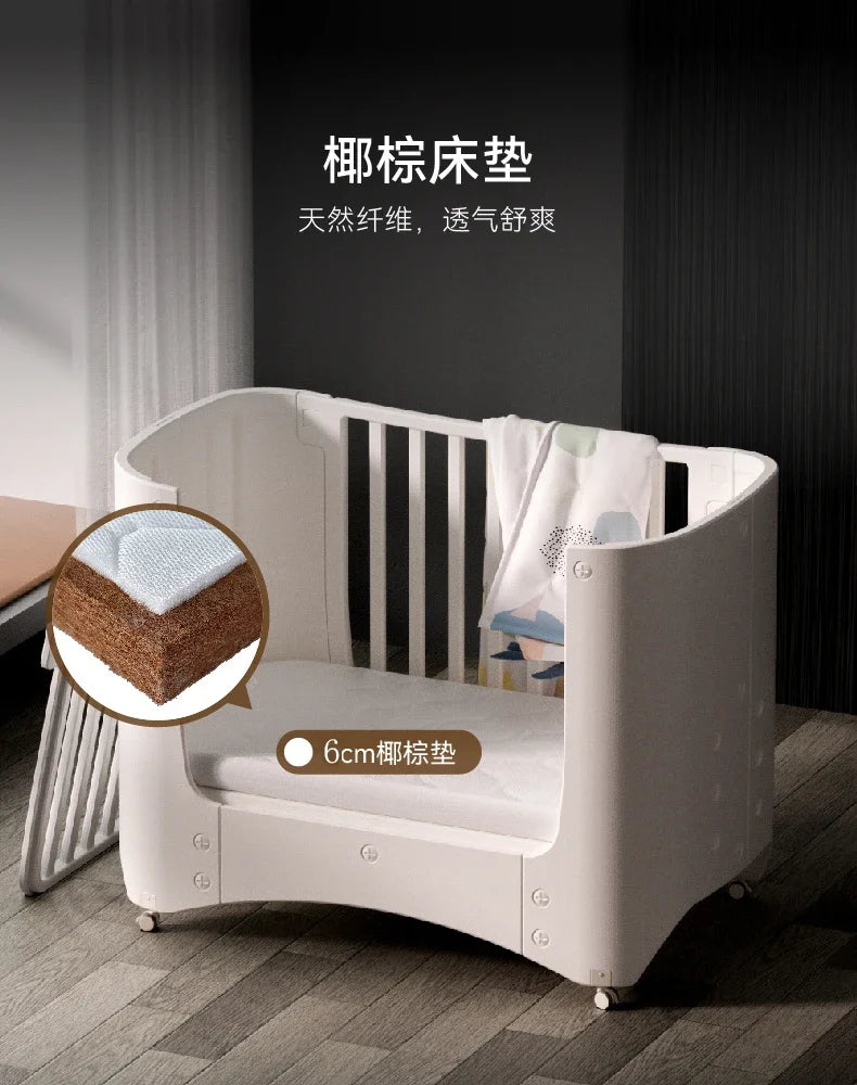 zz  Movable Crib Bed Diaper-Changing Table Lifting Multifunctional Children's Bed Cradle Newborn