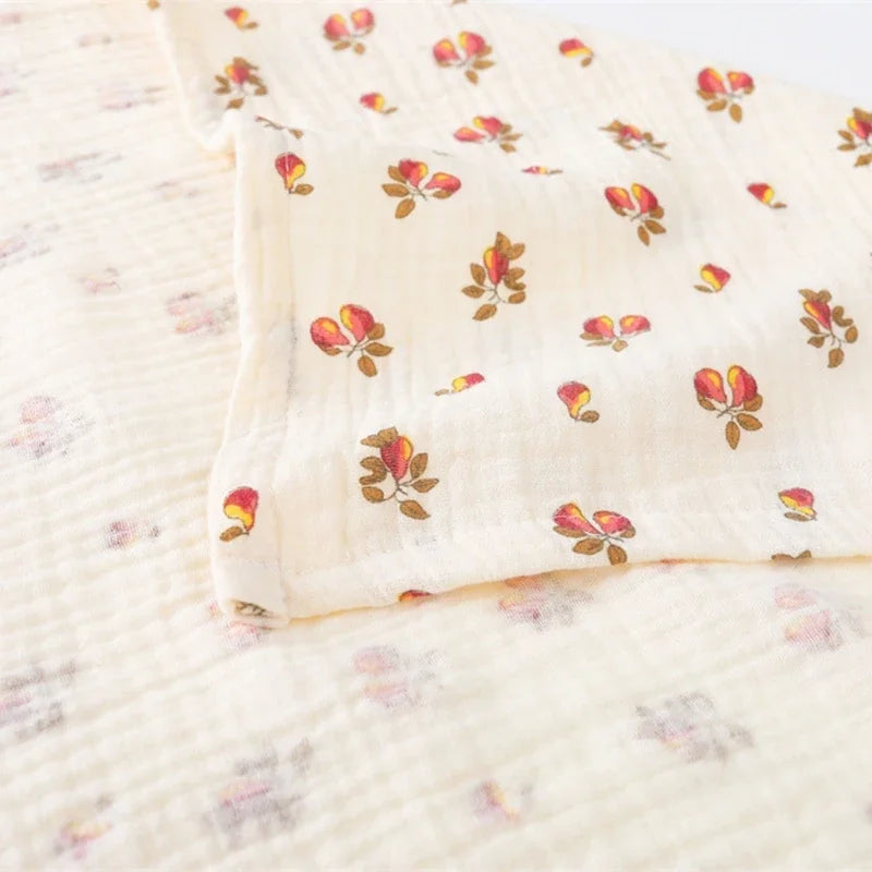 Baby Cotton Muslin Swaddle Blanket Floral/Animal Print Stroller Blanket Infant Diaper Newborn Receiving Blanket