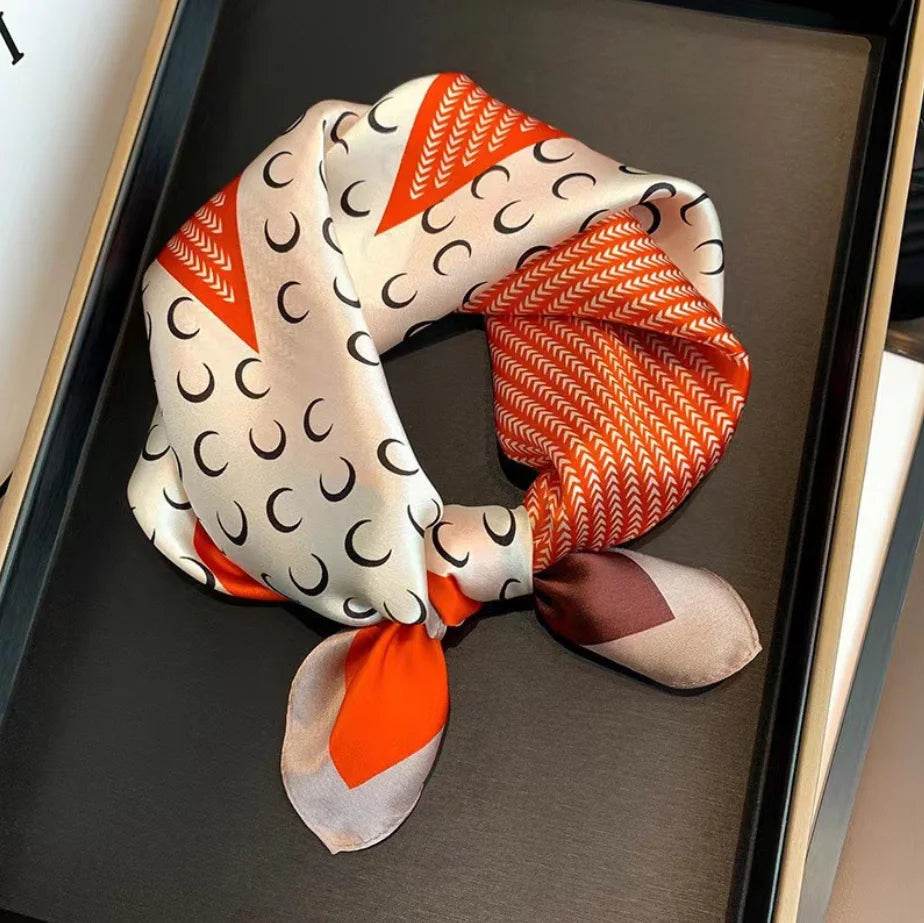 Women Fashion Versatile New Silk Scarves 70x70cm Square Scarf Korean Version Neck Protection Spring and Autumn Vintage Scarf - AIAZ