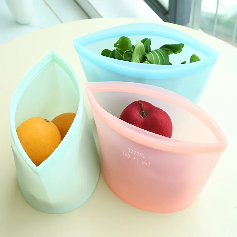 1/3pcs Silicone Food Containers Reusable Storage Bags Leakproof Ziplock Bag Set for Fridge Freezer Fresh-Keeping Kitchen Organiz