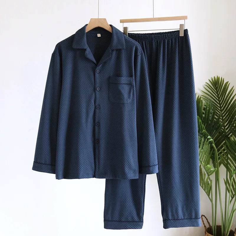 2025 New Men's Autumn/Winter Pajama Set Thickened Warm Home Clothes Long Sleeve Long Pants Two Piece Set Large Size Set - AIAZ