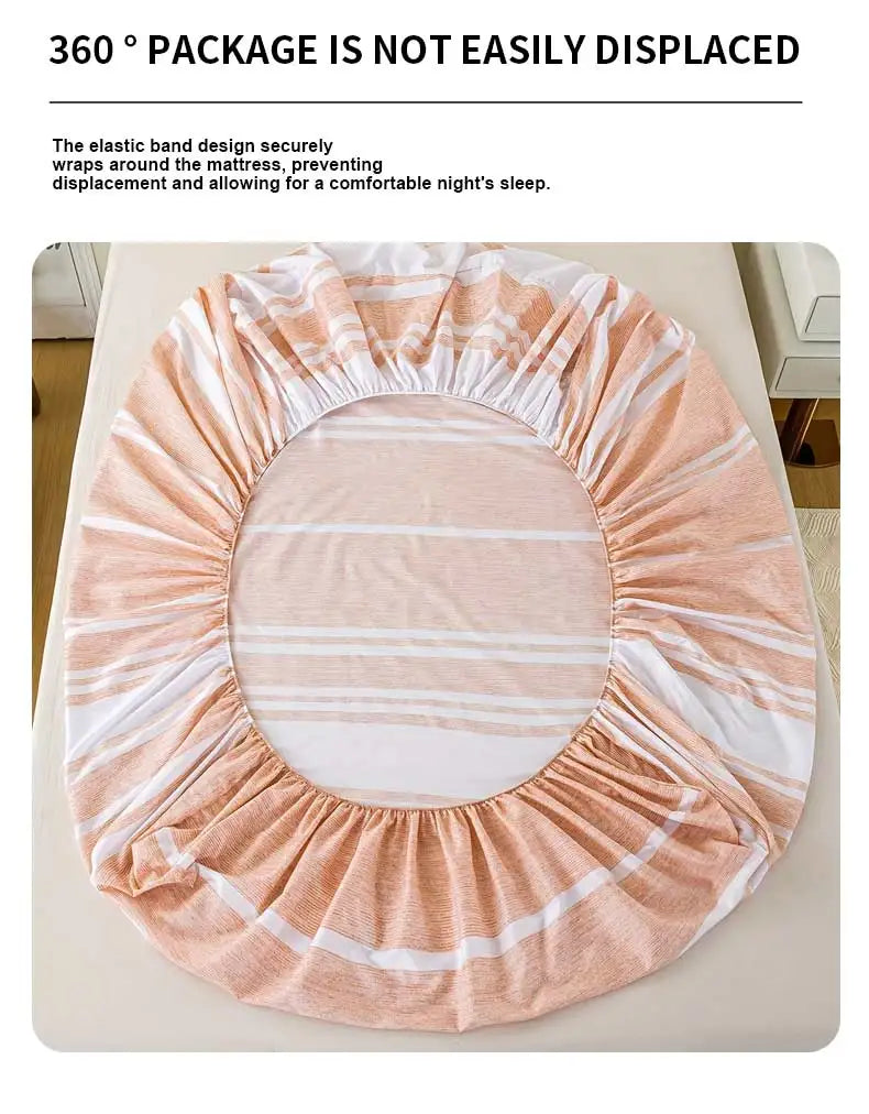 3-Piece Striped Fitted Sheet Set – Luxuriously Soft & Breathable – Includes 1 Fitted Sheet and 2 Pillowcases for Cozy Sleep – Pe