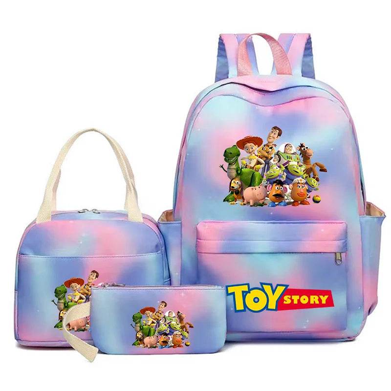 Toy Story Colorful Backpack Set With Tote and Pouch Large Capacity Lightweight And Breathable Outdoor Knapsack School Bags - AIAZ
