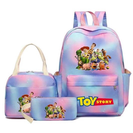 Toy Story Colorful Backpack Set With Tote and Pouch Large Capacity Lightweight And Breathable Outdoor Knapsack School Bags - AIAZ