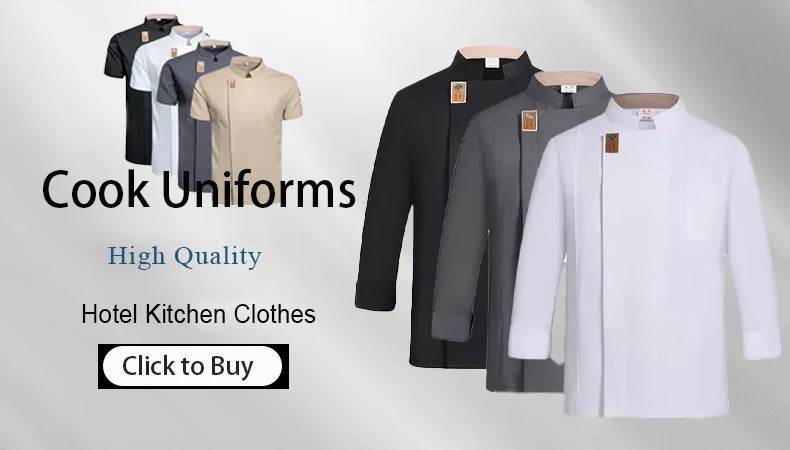 Men Head Chef Food service Kitchen Cooking Costume Pizzaiolo Cook Uniform Restaurant Chef's Jackets Bakery Cafe Working Clothes - AIAZ