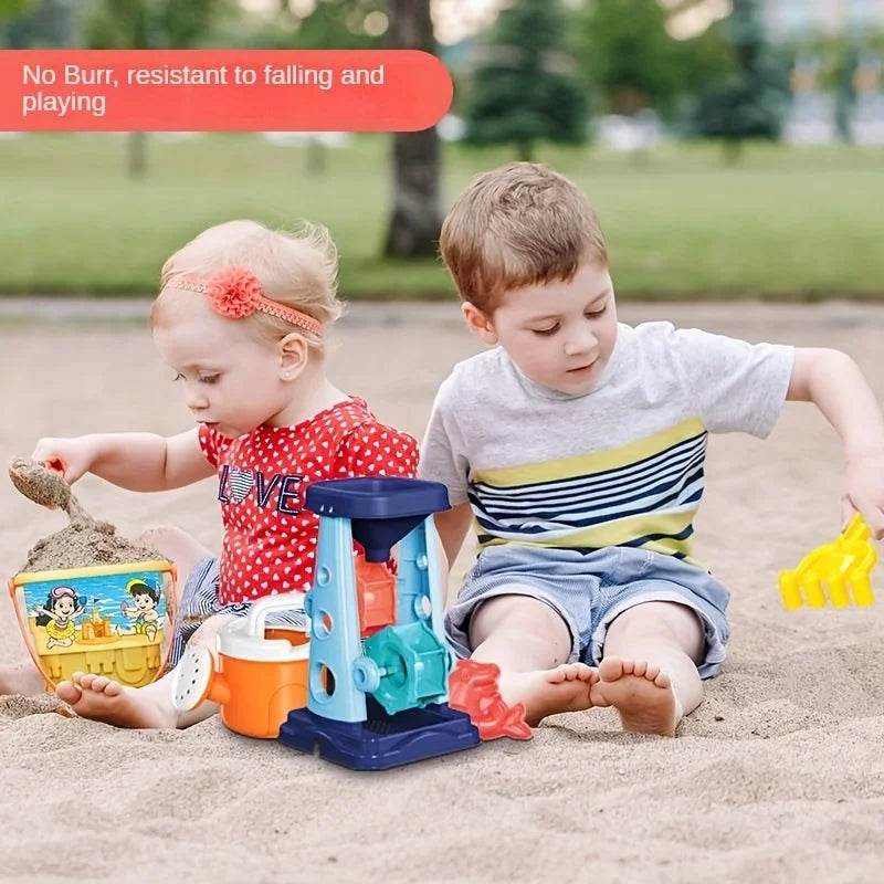 Beach Toy Set for Kids Sand Wheel Sand Bucket Scooter Shovel Rake Sailboat Hourglass Cute Molds Summer Outdoor Sandbox Sand Toys - AIAZ
