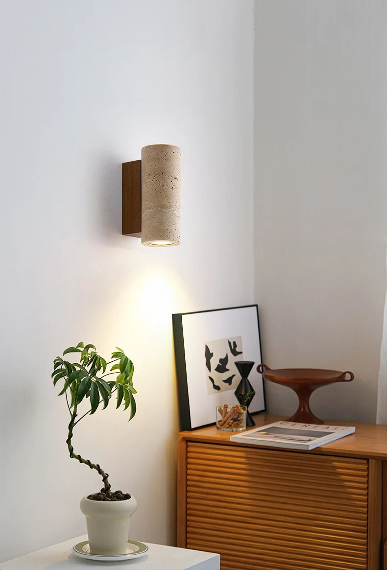 Simple Yellow Travertine Led Wall Lights For Balcony Bedroom Living Room Home Decor Modern Bedside Lamp Luminaria De Parede