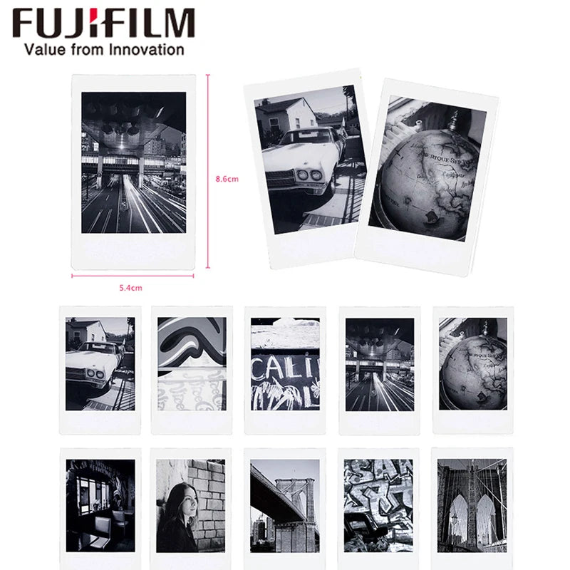 10-100 Sheets Fujifilm Fuji Instax Mini 12 11 8 9 Black and white Monochrome Films for Instant Mini 8 9 7s 25 Camera Photo Paper