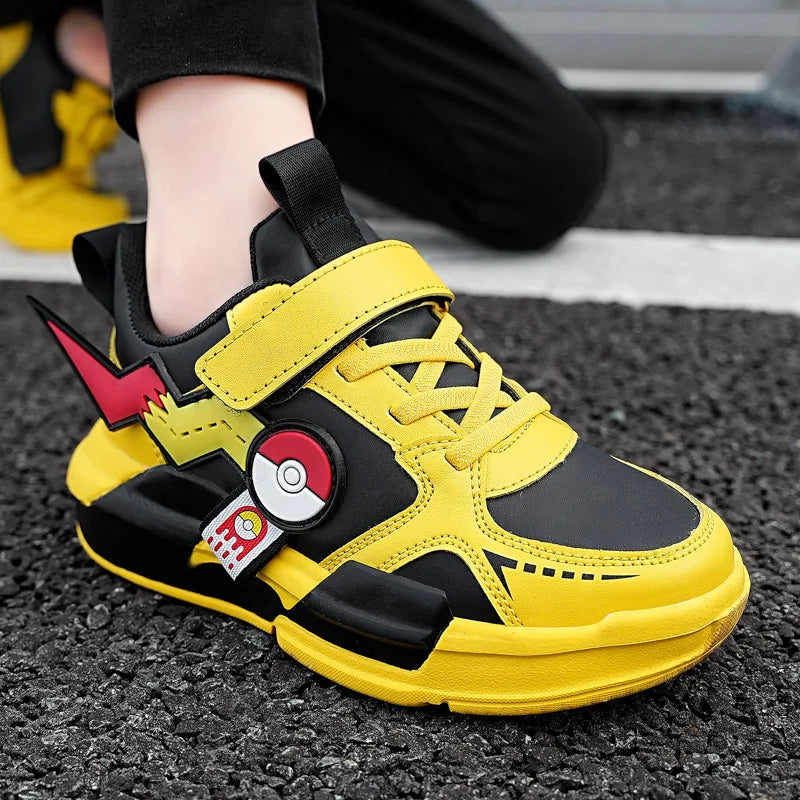 Four Season Sports Kids Cartoon Sneakers Outdoor Boys Classic Running Shoes Pu Leather Children's Walking Footwear Leisure