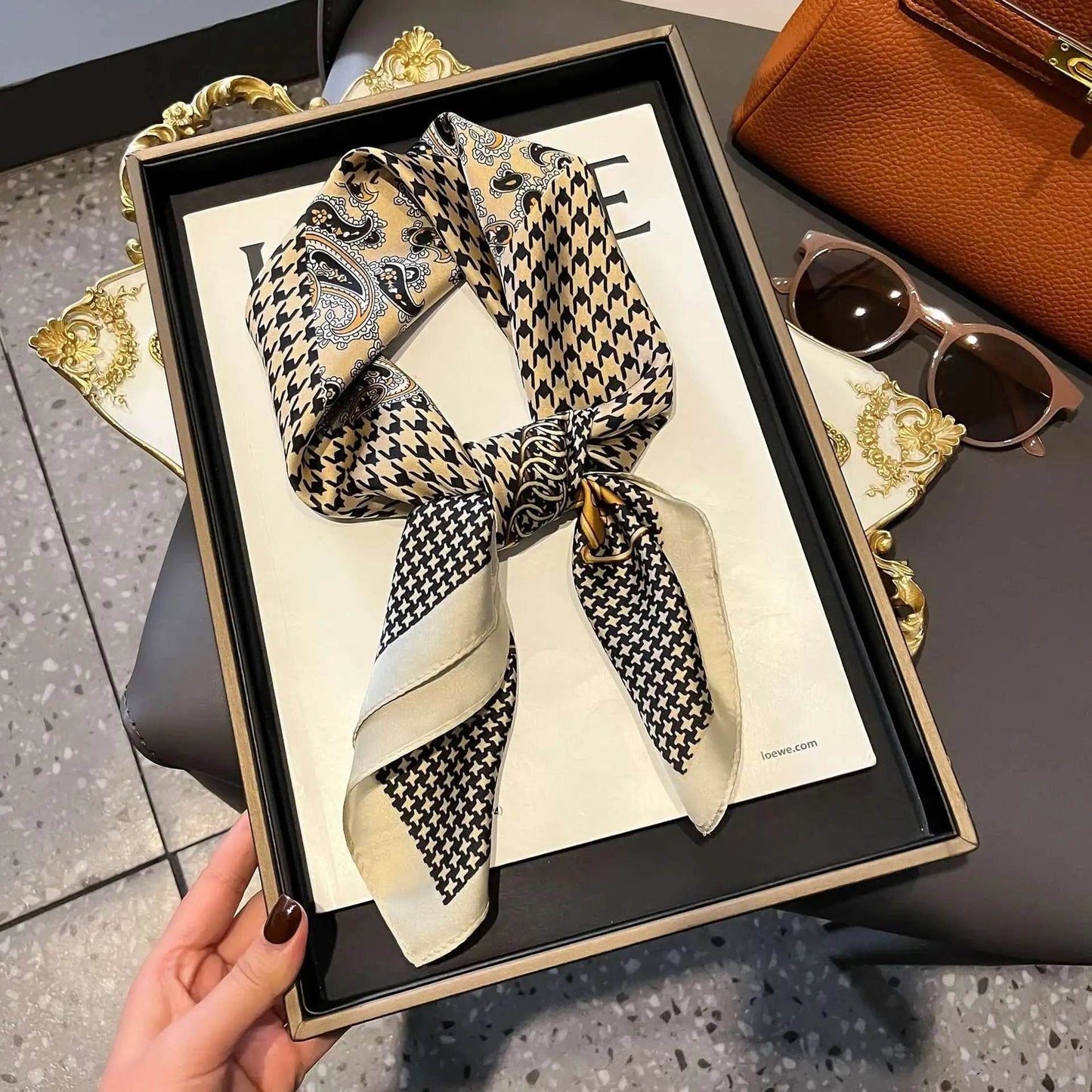 Fashion Luxury Brand 70cm Silk Square Scarf Women Satin Neck Tie Female Hair Bandana Headkerchief Shawl Wrap Hijab Echarpe - AIAZ