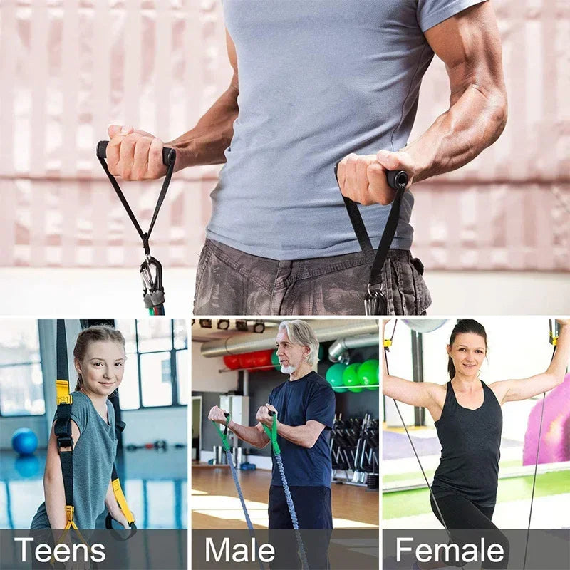 2PC Resistance Bands Sport Strength Training Body Building Equipment Fitness Gym Accessories Elastic Band Handle Expand