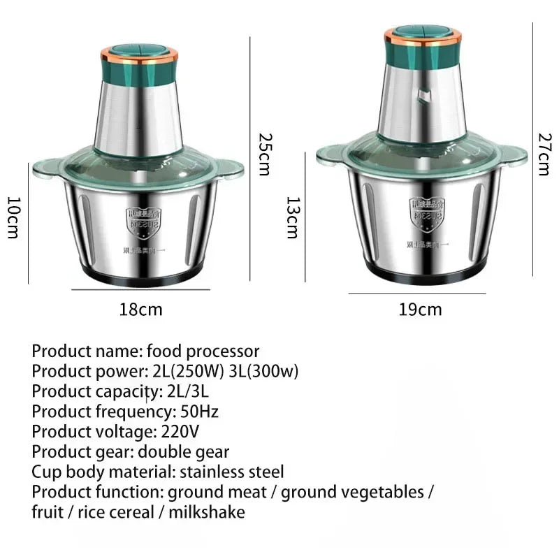 Kitchen household electric meat grinder stainless steel stuffing minced vegetables minced meat mincer small garlic chili cooker