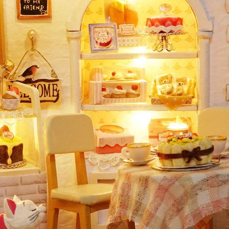 Kitten Mini Doll House 3D Puzzle Assembly Model Building Kit Creative Room Bedroom Decoration With Furniture Wooden Crafts Gifts - AIAZ