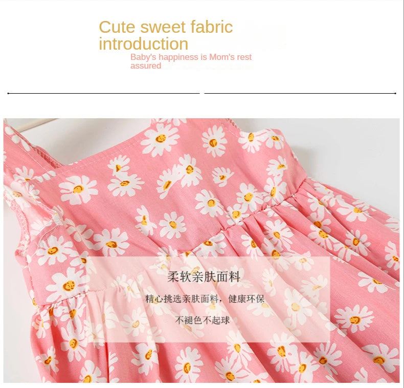 New Baby Girls Sleeveless Flower Print Dresses Clothes Bowknot Kid Summer Princess Dress Children Party Ball Pageant Outfit