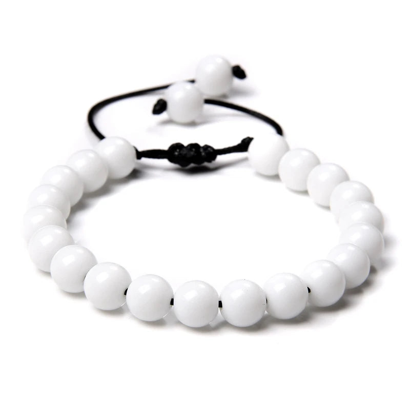 8MM Stone Bead Braid Bracelets Minimalist Natural Carnelian Agates Jades Gem Woven Bangle Healing Jewelry Gift For Women Men