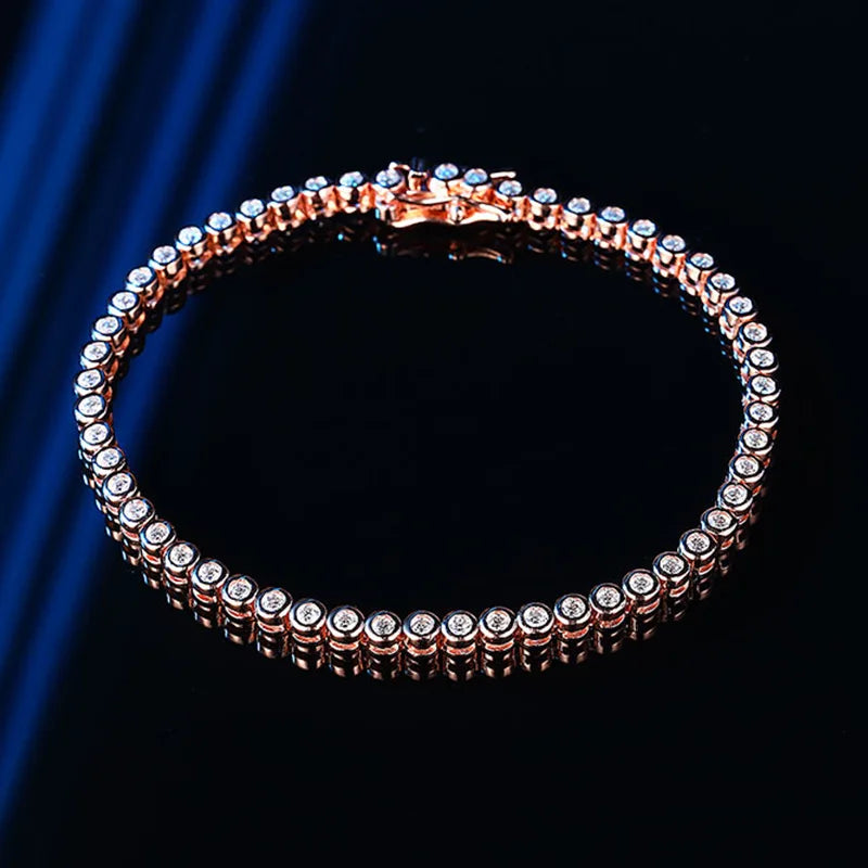 EWYA Luxury Bubble 2/3mm D Color Full Moissanite Tennis Necklace for Women S925 Silver Plated 18K Diamond Neck Chain Necklaces