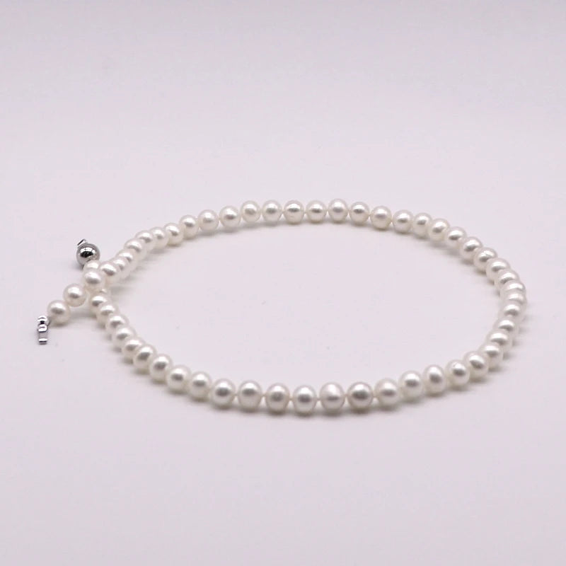 HOOZZ.P Natural Freshwater Pearl Necklace Fine Jewelry For Women Silver 925 Jewelry 2022 Elegant Gift  White 6-7mm AA Quality