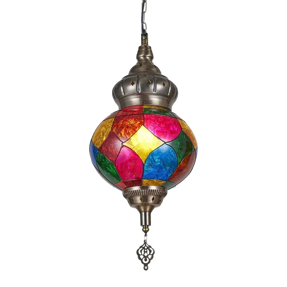 Artpad Turkish Mosaic Chandelier Ceiling Moroccan Living Room Bedroom Colorful Glass Chandelier Lamp Lighting