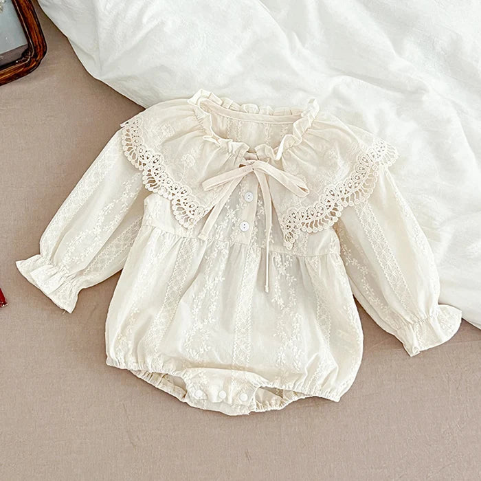 2025 New Spring 0-24M Baby Girl Clothing Infant Baby Girls Jumpsuit Long Sleeved Cotton Embroidery Newborn Baby Girls Bodysuits