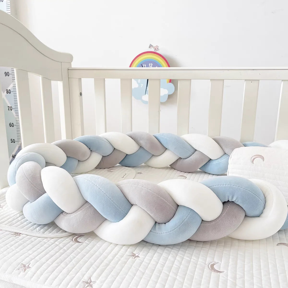 Infant Bebe 1-4M Crib Protector Cot Bumper Bed Braid Knot Pillow Cushion 3 Shares Baby Room Deco Bedding Accessory