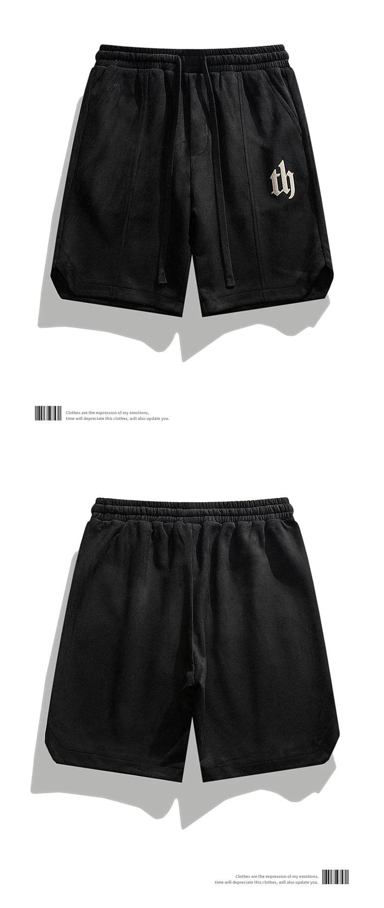 2025 Summer Suede Shorts Men's Trendy Brand Versatile High Street Printed Loose and Simple Five Quarter Pants - AIAZ