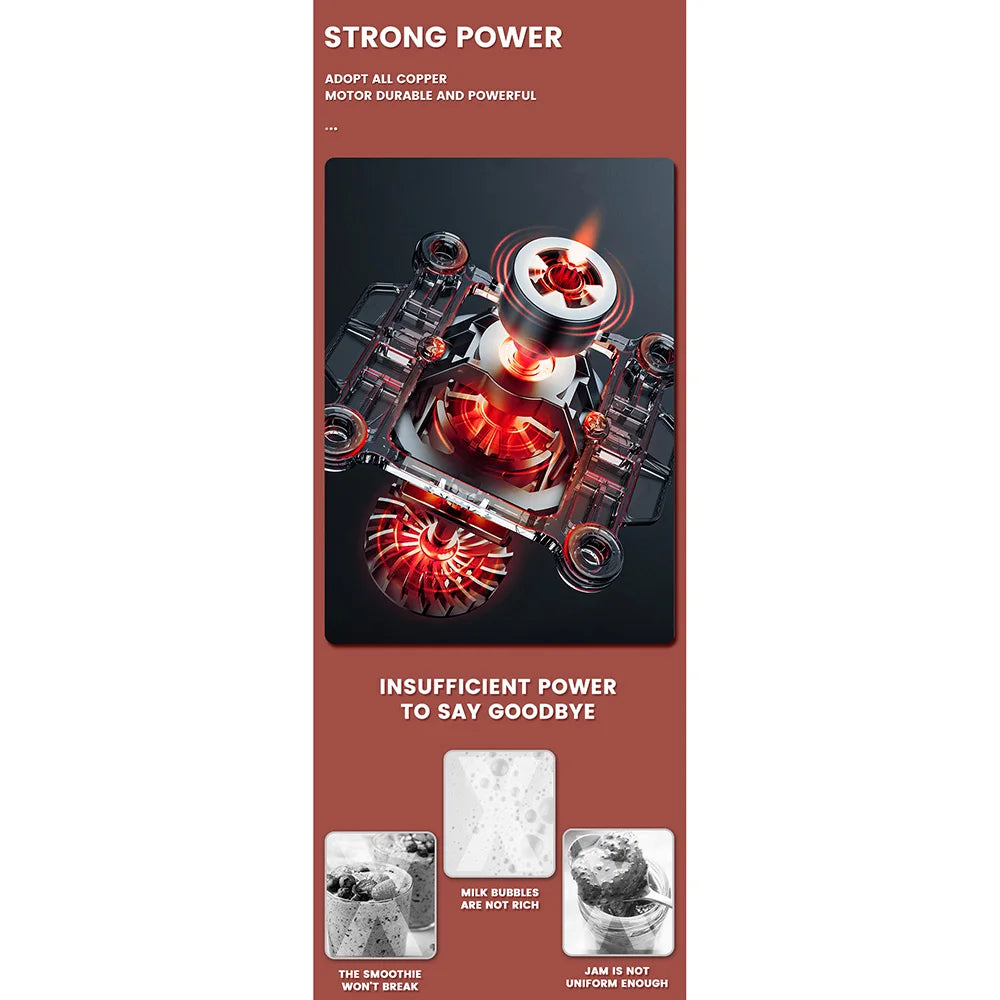 Handheld Electric Fruit Juicer Stainless Steel Electric Small Appliance Portable for Smoothie Mud